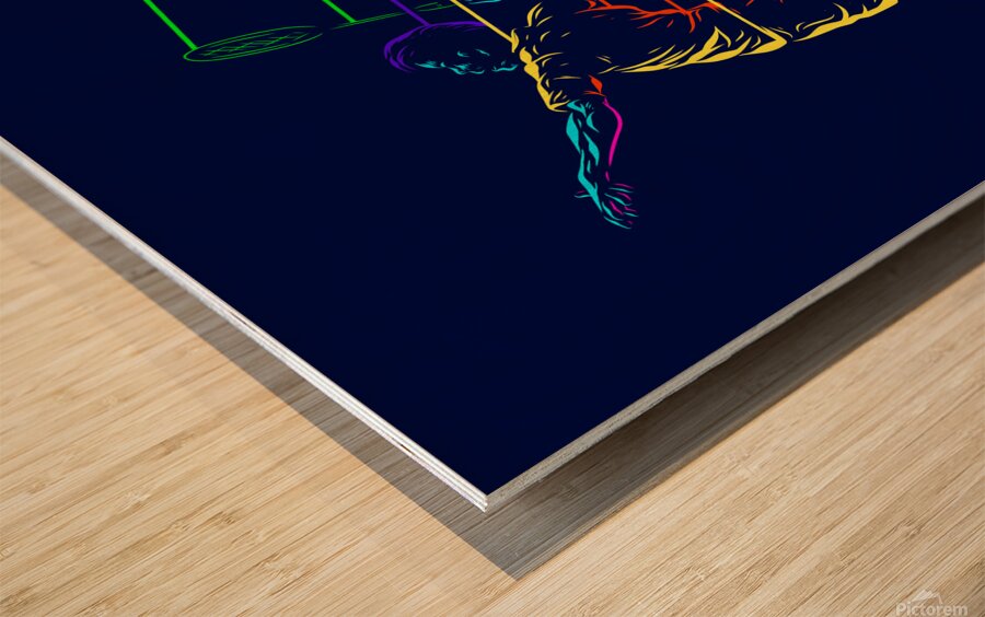 Badminton smash shot with dark background Wood print
