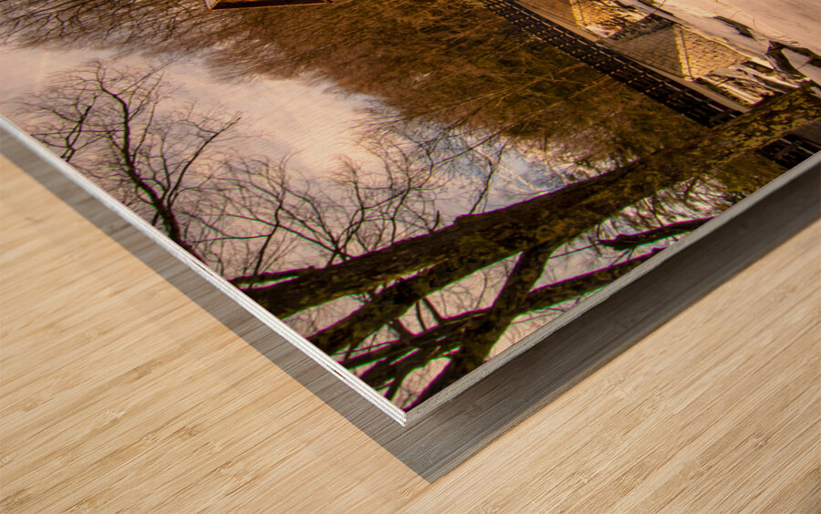 Winter Dressed Glade Creek Mill Wood print