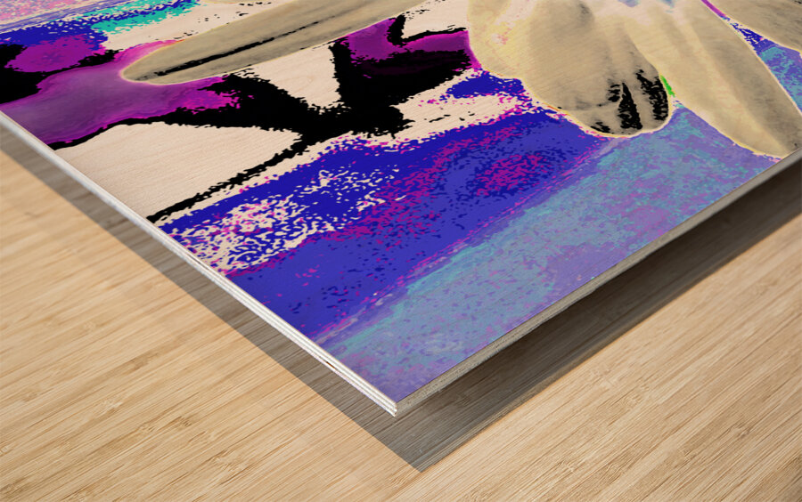 Abstract Vibrant Daisy Wood print