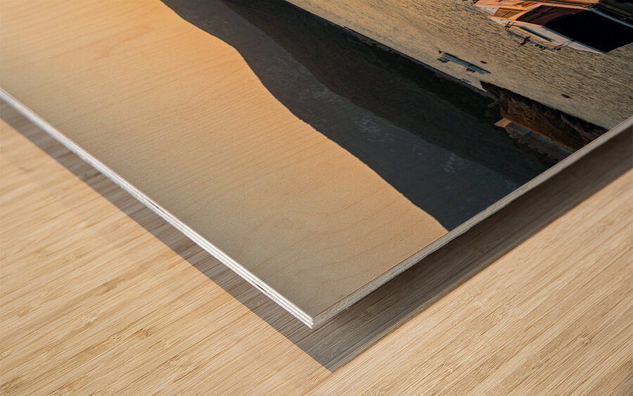 Lonely fisherman in the beautiful bay of Osor on the island of Cres-Losinj in the Adriatic Sea Croatia Wood print