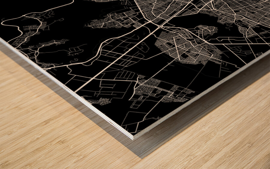 Santiago Chile City Map Print Wood print