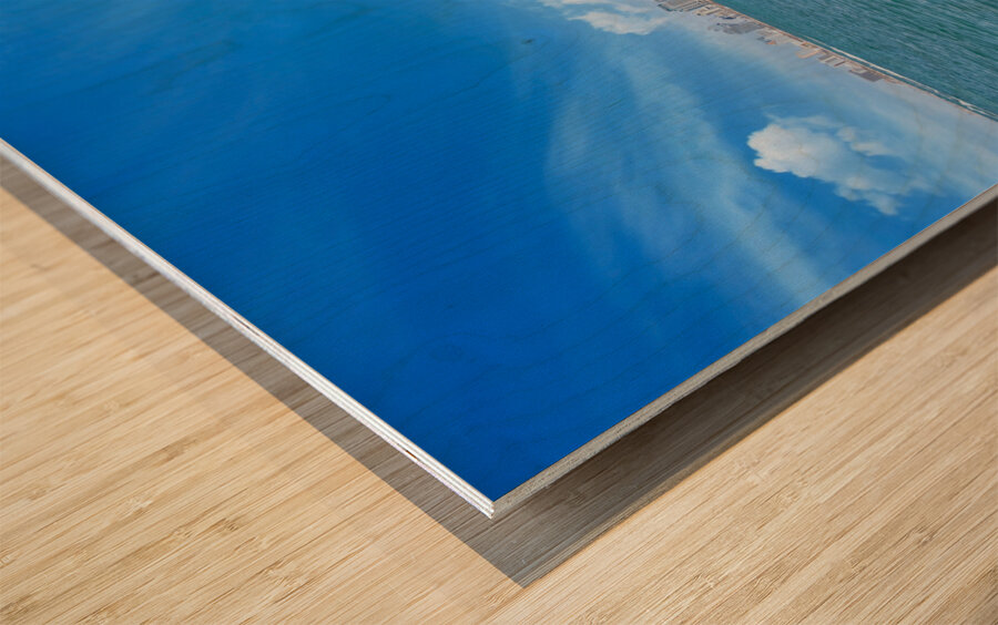 Israel view of Tel Aviv shore sea shoreline and Namal Yafo historic Old Jaffa port Wood print