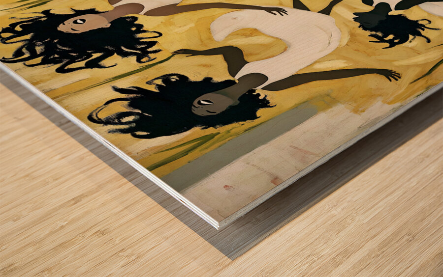Black Girls DancingJoyously Wood print