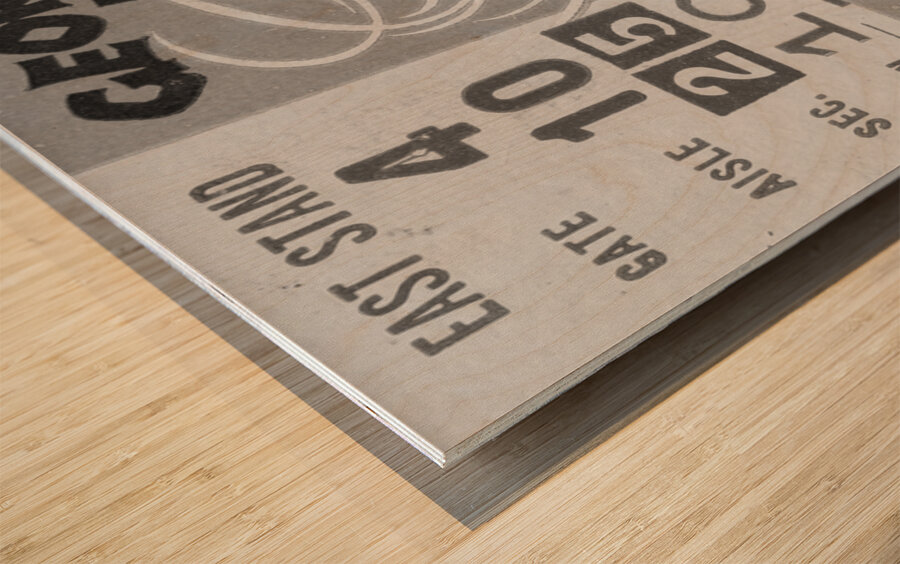 1957 Georgia Tech vs. Georgia Black and White Ticket Remix Wood print