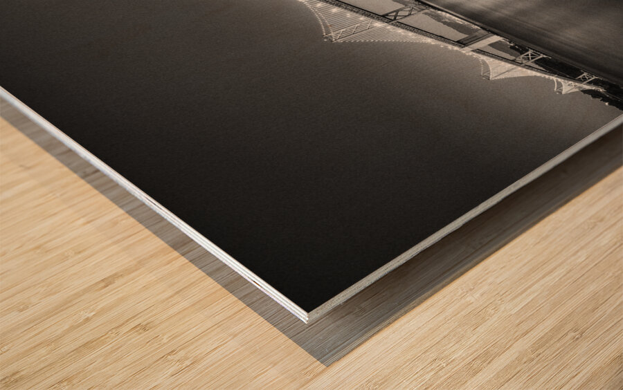 Night San Francisco Bay Bridge Wood print