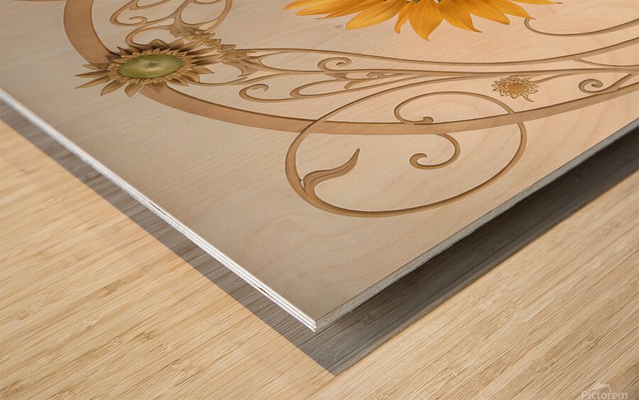Nature’s Grace: Sunflowers in Art Nouveau Style Wood print