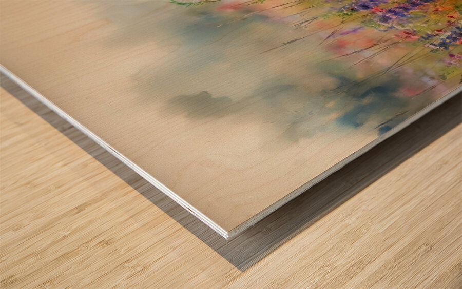 Wildflowers and Tall Grass Wood print