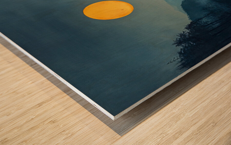 Moonlit Valley Wood print