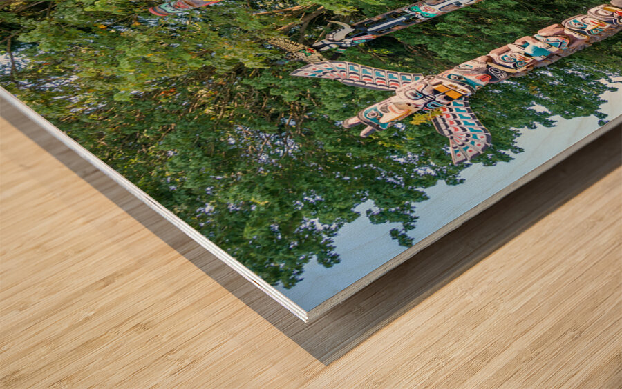 Stanley Park Totem Poles in Vancouver Wood print