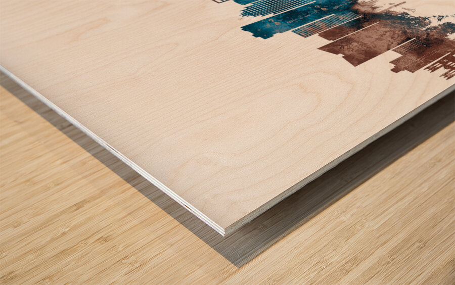 Fort Worth Texas Skyline Sepia Wood print