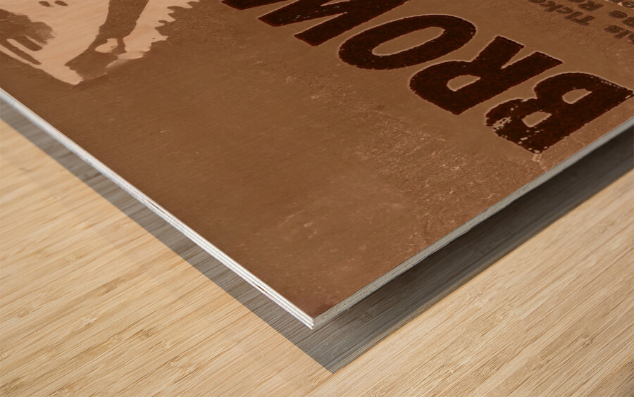 1942 Brown Football Ticket Remix Art Wood print