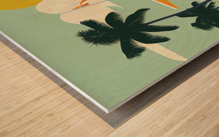 Florida beach travel vintage poster Wood print