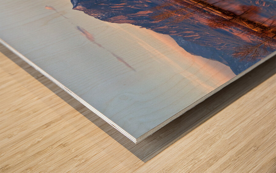 Flatirons Sunrise Reflections Light Panorama Boulder Colorado  Wood print