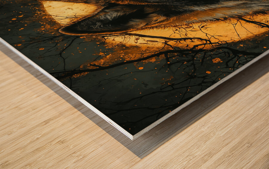 Mystic Wolf Under the Moon Wood print