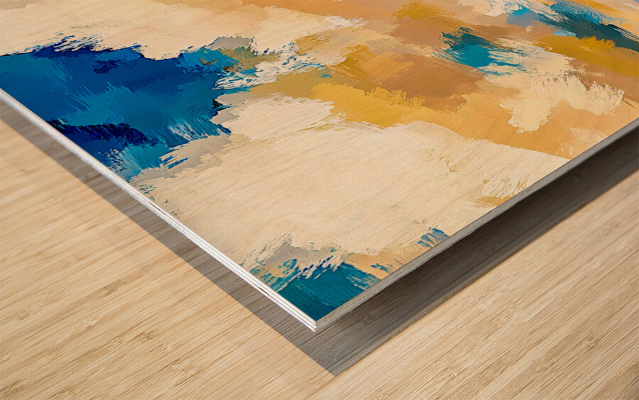 Simple Sunny Abstract Landscape Wood print