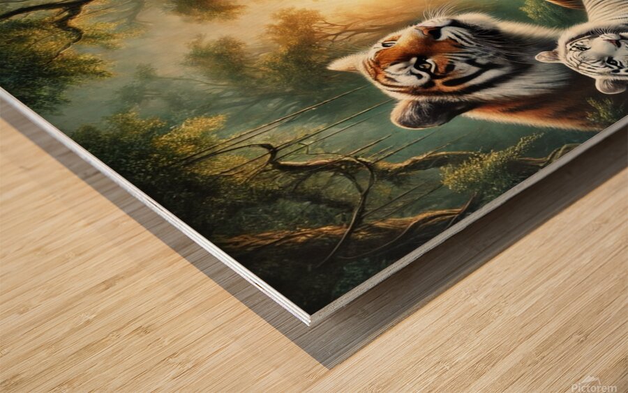 Tiger is one of the strongest and fastest predators Wood print