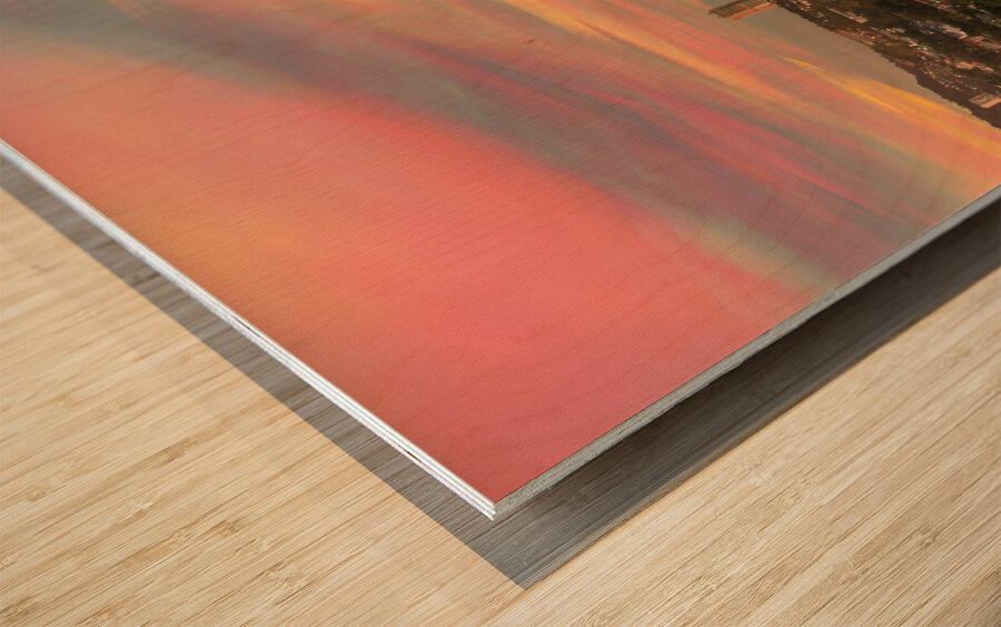 Painted Skies Over Lahug Timed Stacked Sunset in Cebu City Wood print