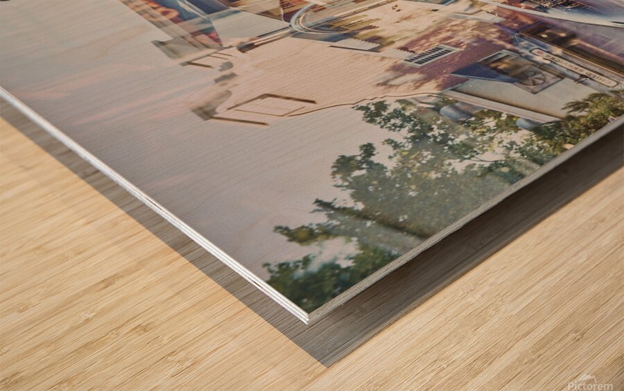 Bakery Truck Chocolate Shop Double Exposure Wood print