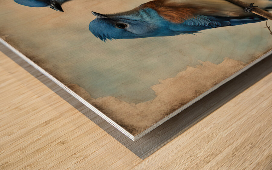 BLUEBIRDS Impression sur bois
