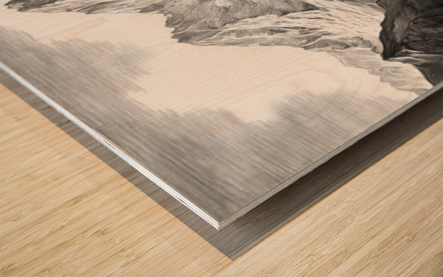 Charcoal Drawing of Mt. Everest Wood print