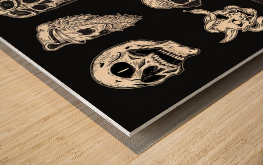 Skull Rider Helmet Head Wood print