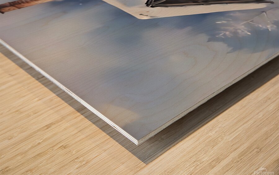 Snowy Cabin in Winter Forest – Cozy Christmas Art Print Wood print