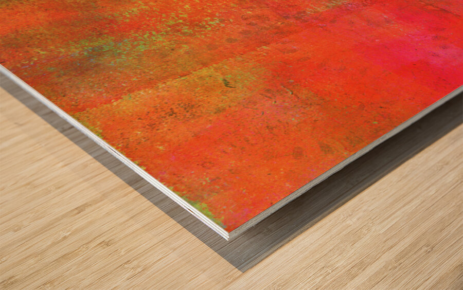 Square apple abstract acrylic painting Wood print