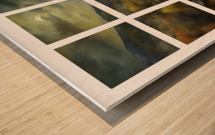 ZIG ZAG RIVER.  9 PANEL Wood print