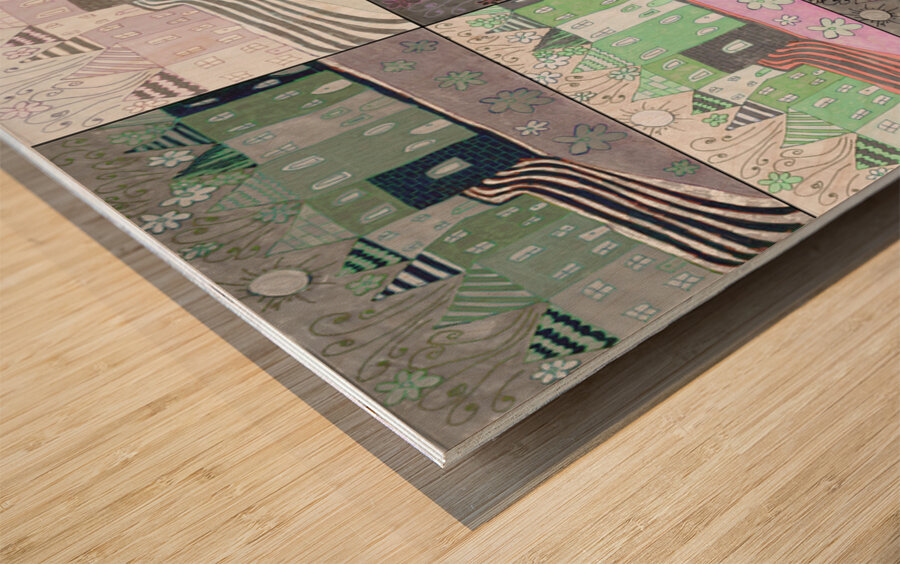 Abstract Village Life Wood print