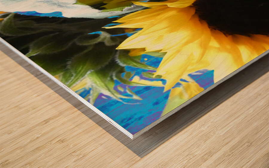 Vibrant Summer Sunflowers Wood print