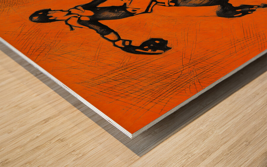 1950s Oklahoma State Cowboys Sketch Art Wood print