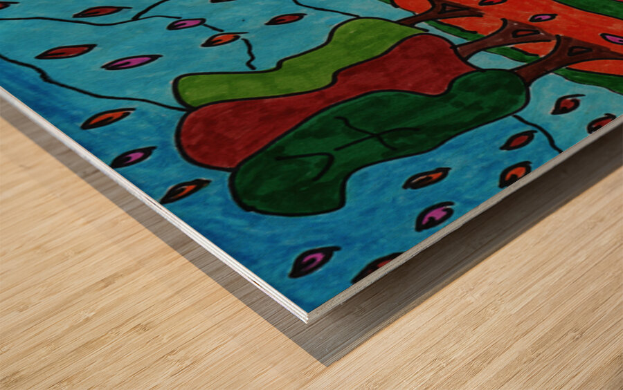 Abstract Vibrant Autumn Dreamscape Wood print