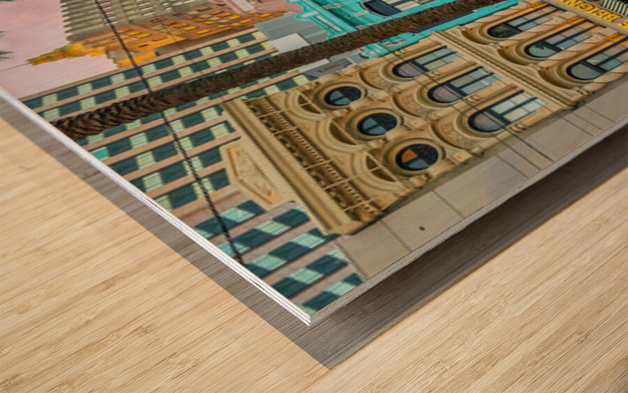 Streetcar and colorful buildings New Orleans Louisiana Wood print