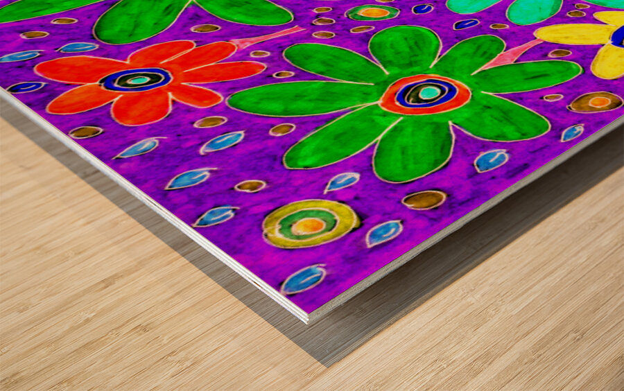  Abstract Vibrant Floral Surprise Wood print