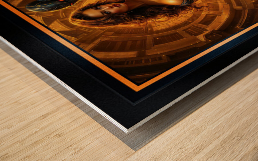 Portrait Of Melatori and Her Melatoid Guardian Gorgeous AI Concept Art by Xzendor7 Wood print