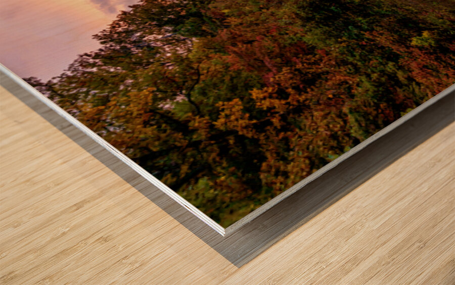 Highway To An Autumn Sunset Wood print