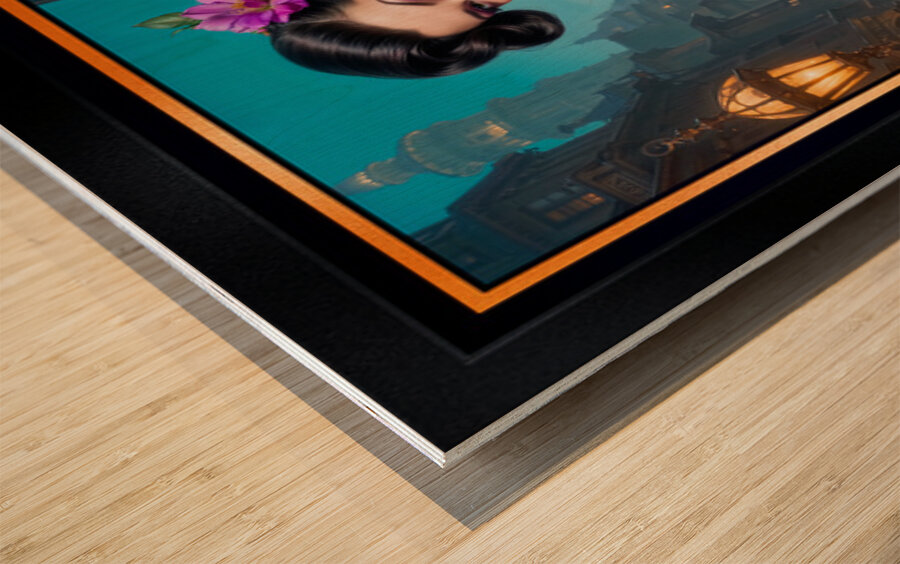 Baroque Beauty Valeriana Corvus Portrait Illustration Mesmerizing AI Concept Art by Xzendor7 Wood print