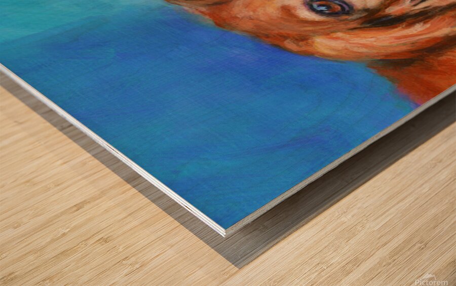 Long haired dachshund portrait acrylic painting Wood print