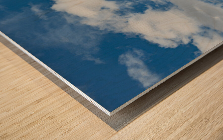 American Flag Against Clouds and Blue Sky - Utah Wood print