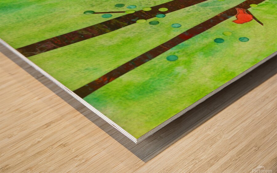 Birds in a summer forest paper collage Wood print