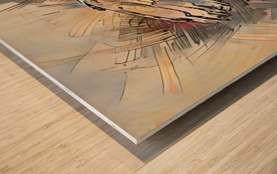 ArtXcl 312 Owl color sketch Wood print