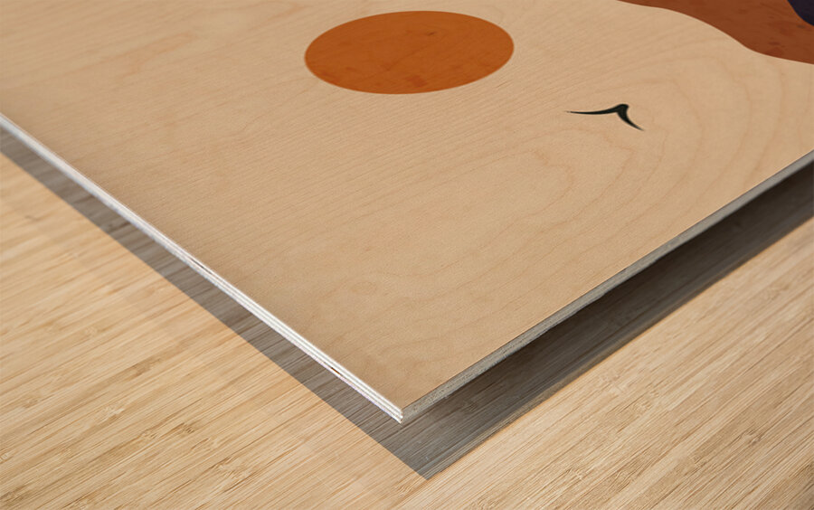 Day and night mountain landscape. b Wood print