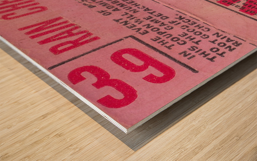 1970_Major League Baseball_Boston Red Sox Ticket Stub Art_Fenway Park Artwork_Red Sox vs. Orioles Wood print