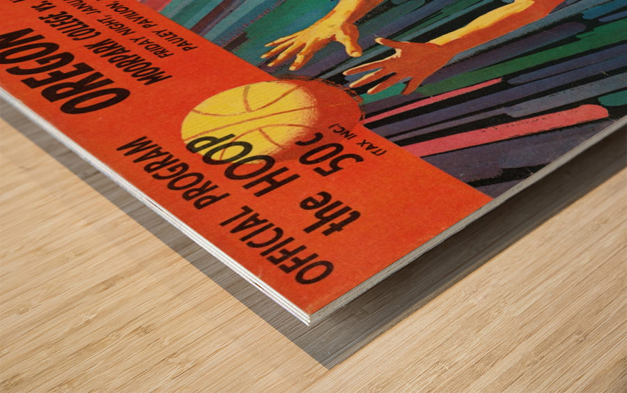 1970 UCLA Bruins Basketball Program Cover Art_Oregon vs. UCLA Bruins Poster Wood print