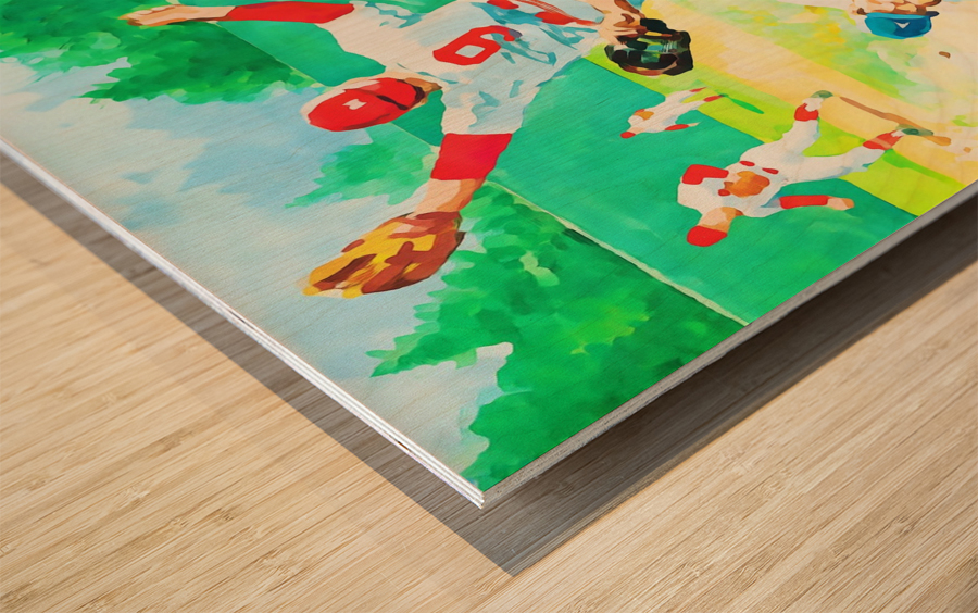 safe at home watercolor baseball art Wood print