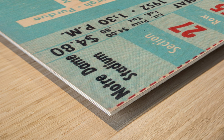 1952 north carolina tar heels notre dame irish college football sports ticket art south bend indiana Wood print