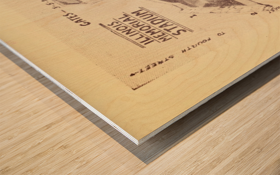 1933 Illinois Memorial Stadium Map Wall Art Wood print