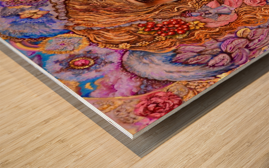 Yumi Sugai. Christmas light angel. Wood print