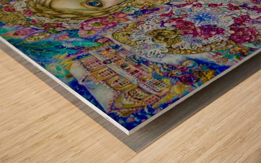 Yumi Sugai. An angel of Christmas of the Christmas cake. Wood print