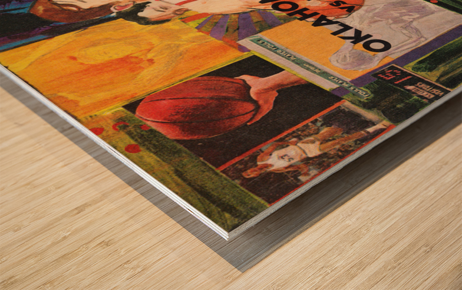 1970 Texas vs. Oklahoma State Basketball Poster Wood print